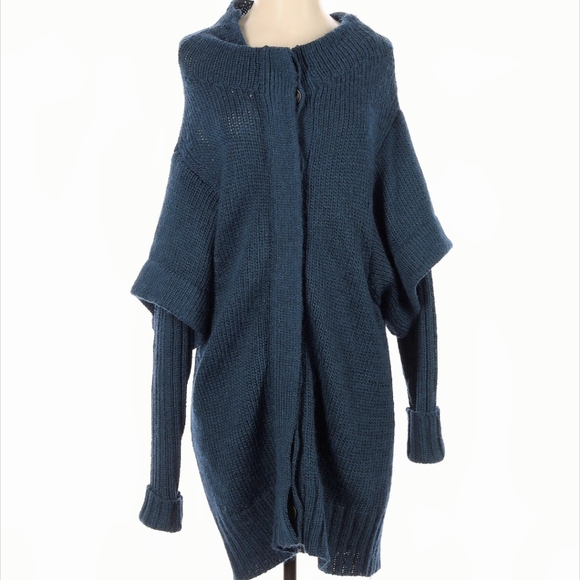 Hoss Intropia Jackets & Blazers - Hoss Intropia Teal Alpaca Wool Lagenlook Jacket XS